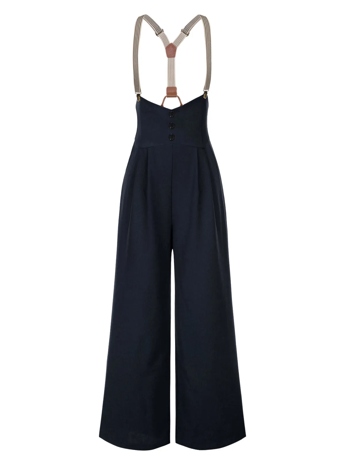 Dark Blue 1950s Button Suspender Pants sold by Retro Stage
