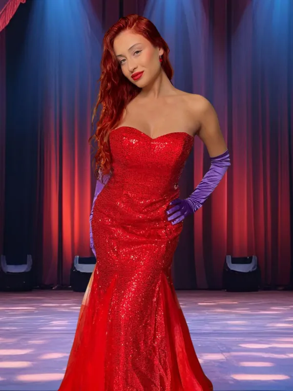 1930s Vintage Sequin Strapless Dress sold by Retro Stage