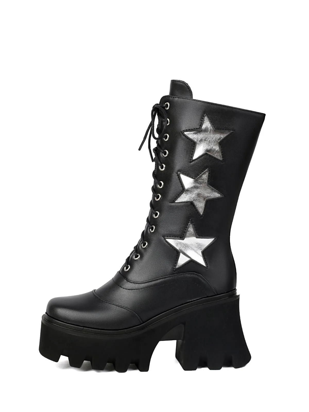Vintage Steampunk Star Print Platform Mid-Calf Boots sold by Retro Stage product image thumbnail 5
