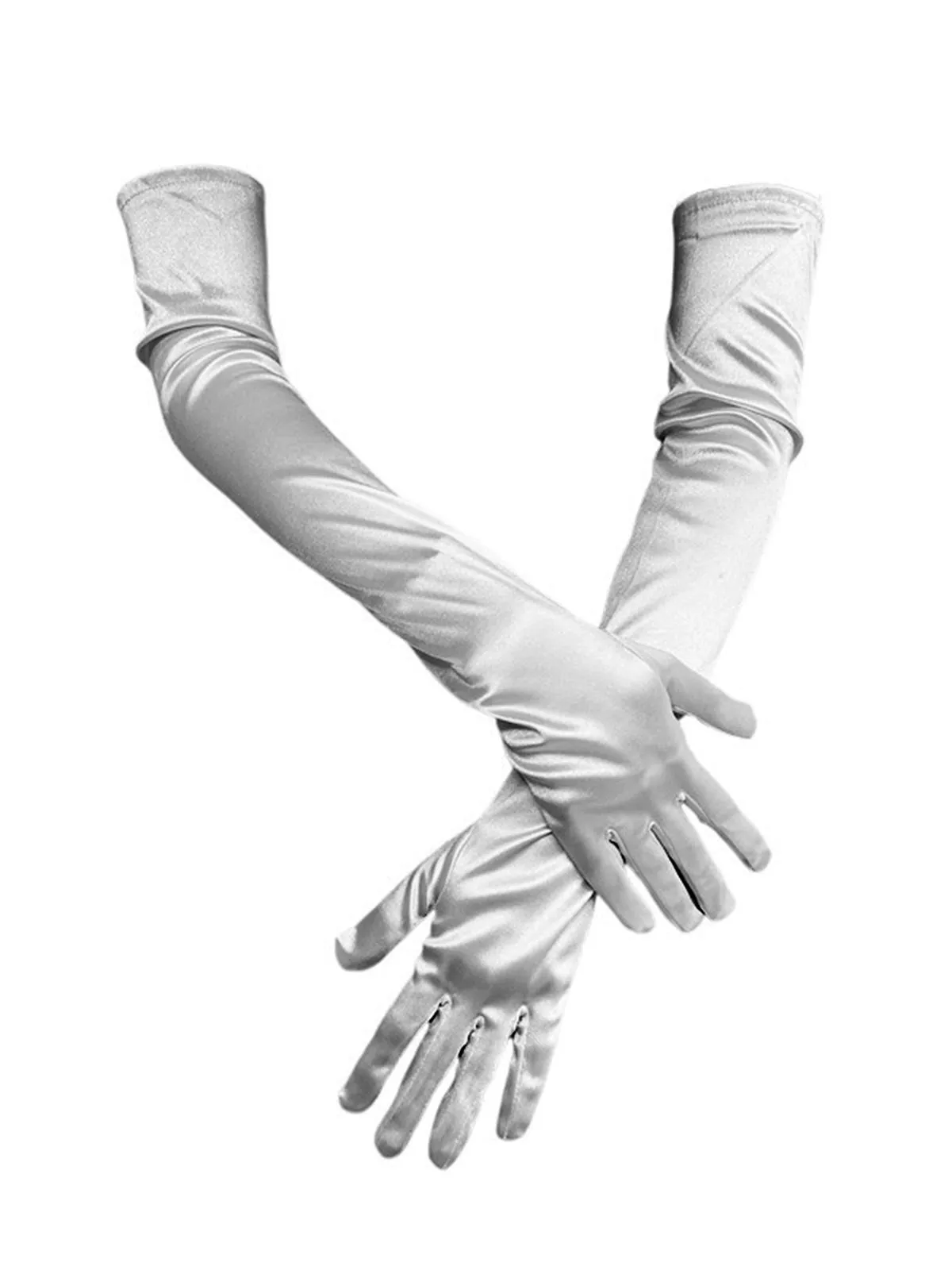 Vintage Solid Faux Satin Elbow Long Gloves sold by Retro Stage product image thumbnail 4