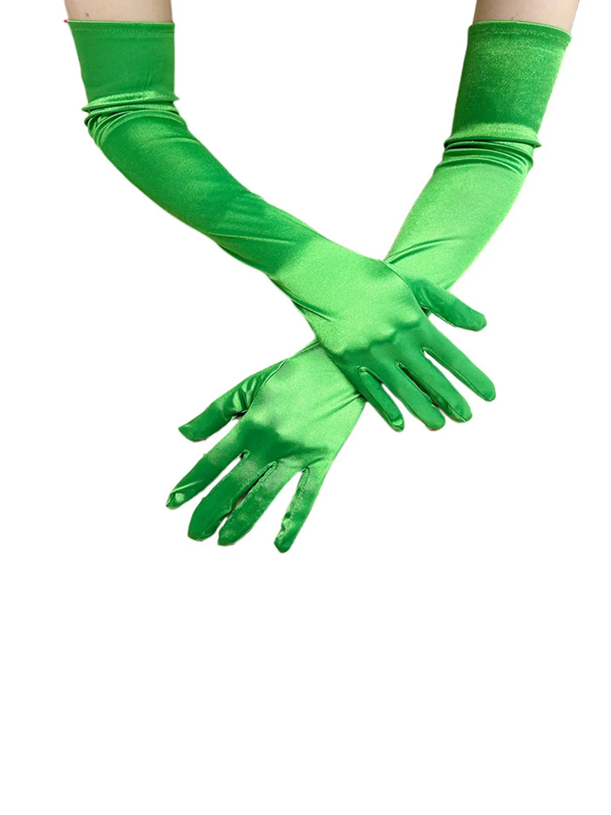 Vintage Solid Faux Satin Elbow Long Gloves sold by Retro Stage product image thumbnail 3