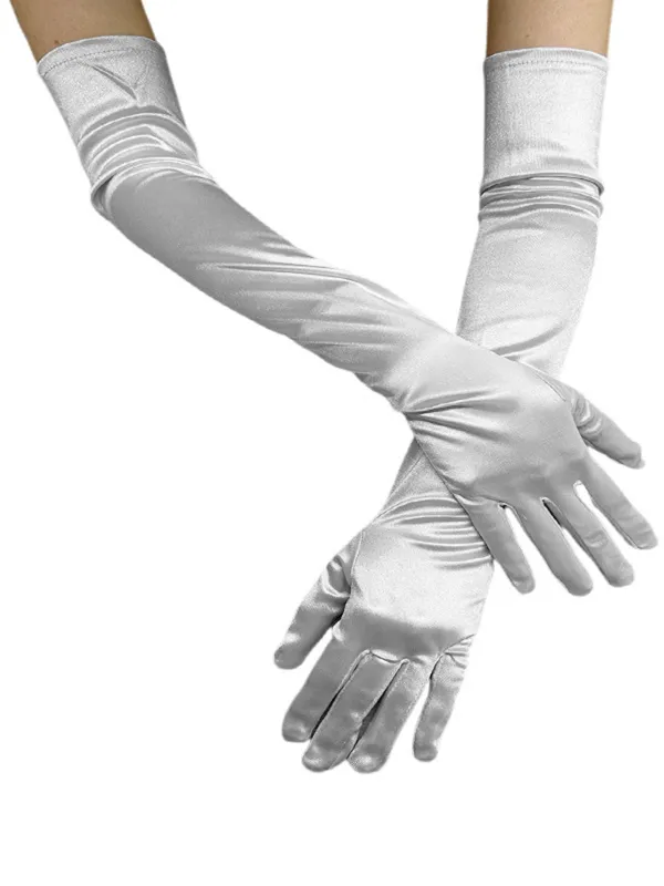Vintage Solid Faux Satin Elbow Long Gloves sold by Retro Stage