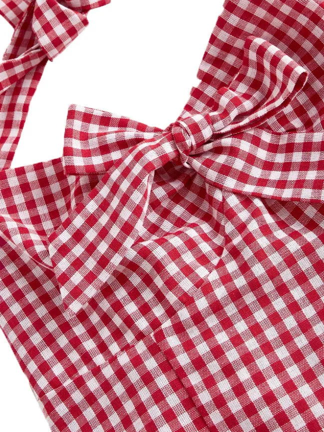 1950s Halter Gingham Plaids Bow Romper sold by Retro Stage product image thumbnail 5
