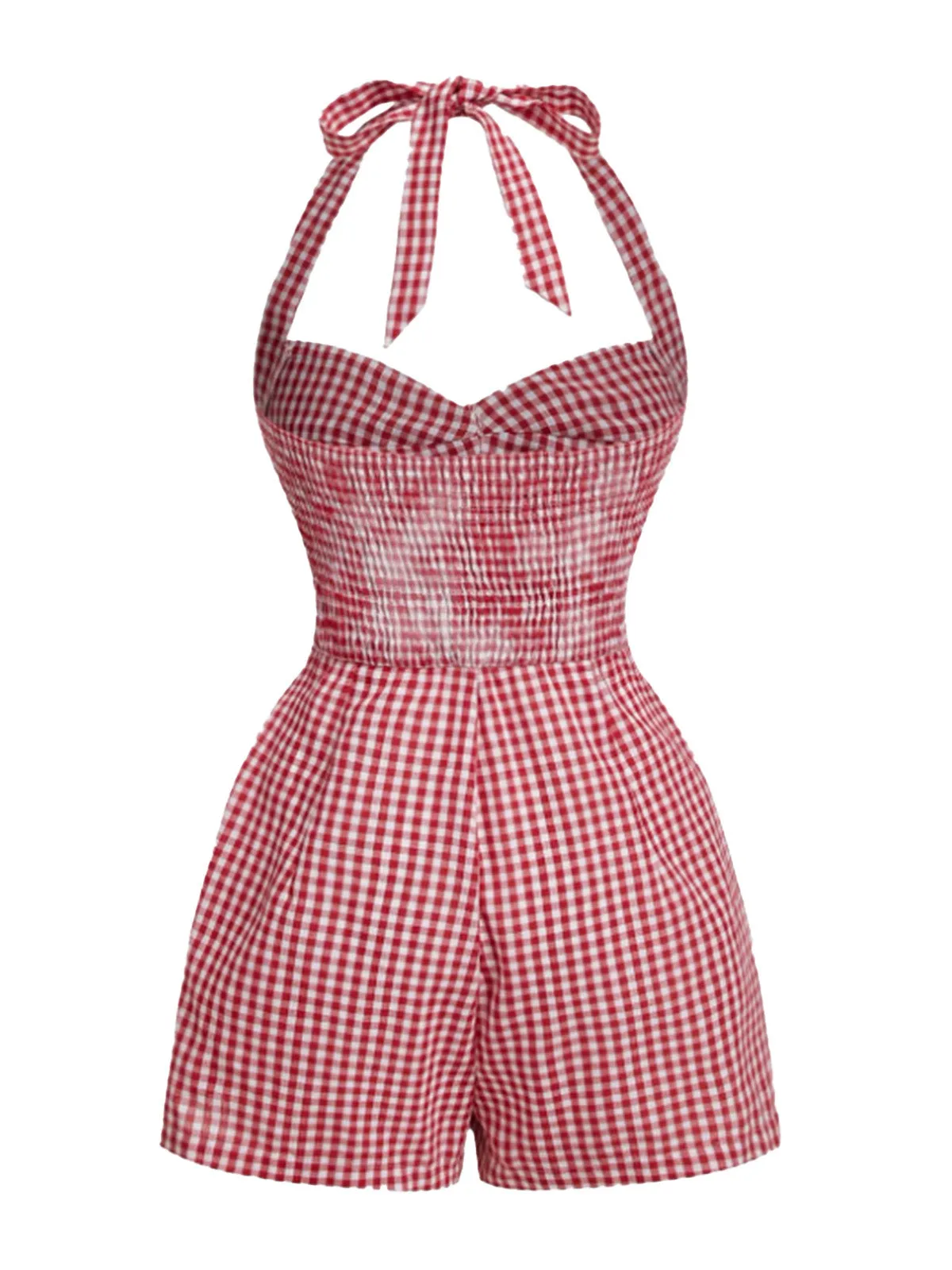1950s Halter Gingham Plaids Bow Romper sold by Retro Stage product image thumbnail 4