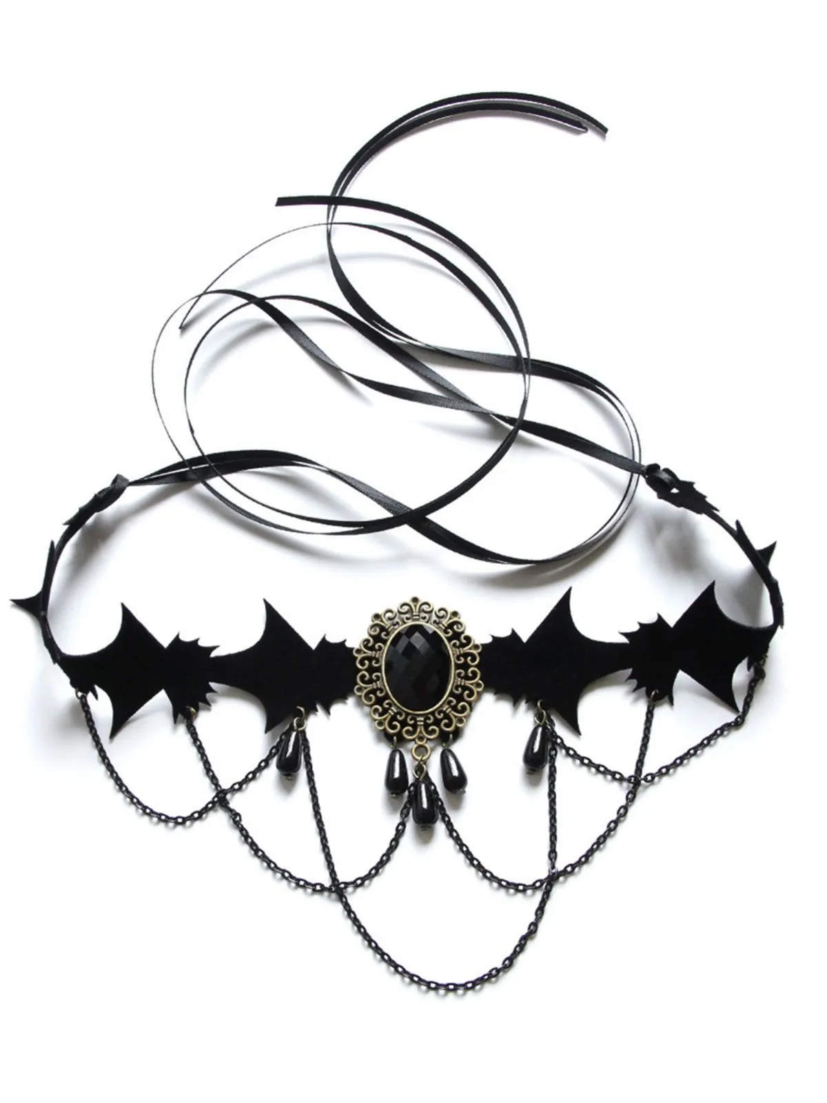Black Retro Halloween Gemstone Necklace sold by Retro Stage