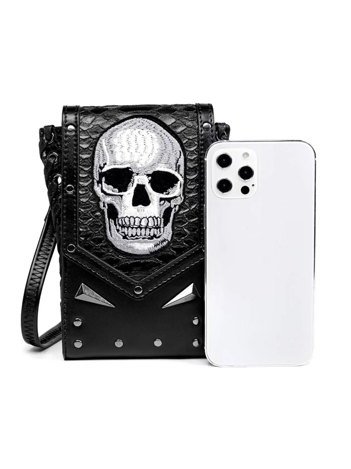 Black Halloween Embroidered Skull Bag sold by Retro Stage product image thumbnail 2