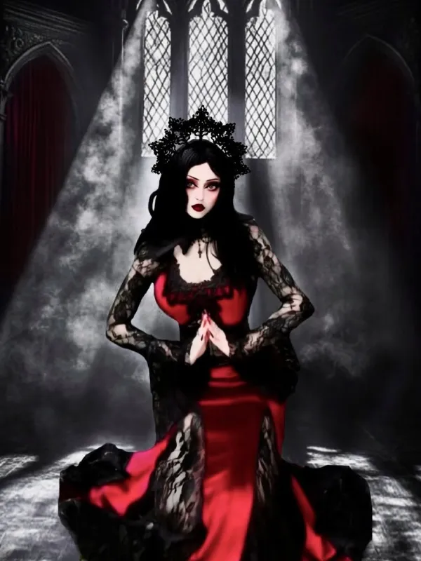 1930s Lace Long Sleeve Fishtail Dress sold by Retro Stage