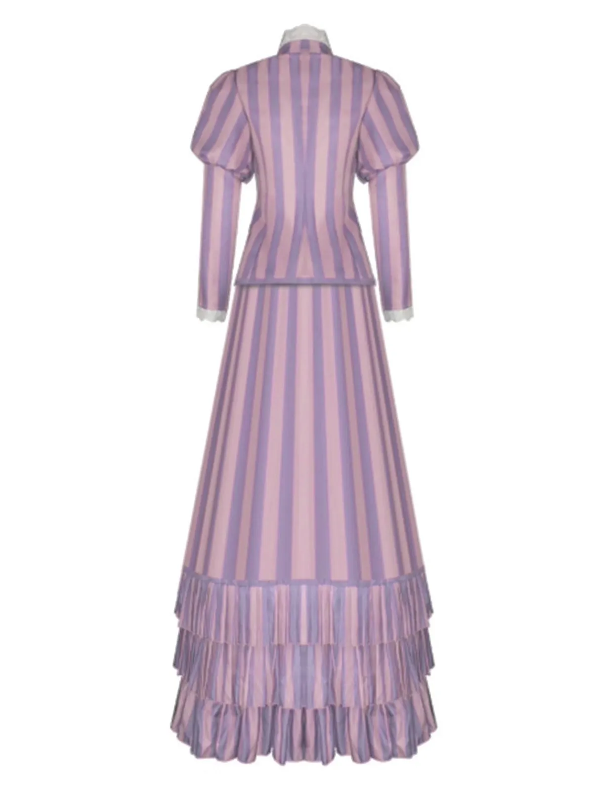 Lavender 1930s Corpse Bride Ruffled Striped Costume Set sold by Retro Stage product image thumbnail 2