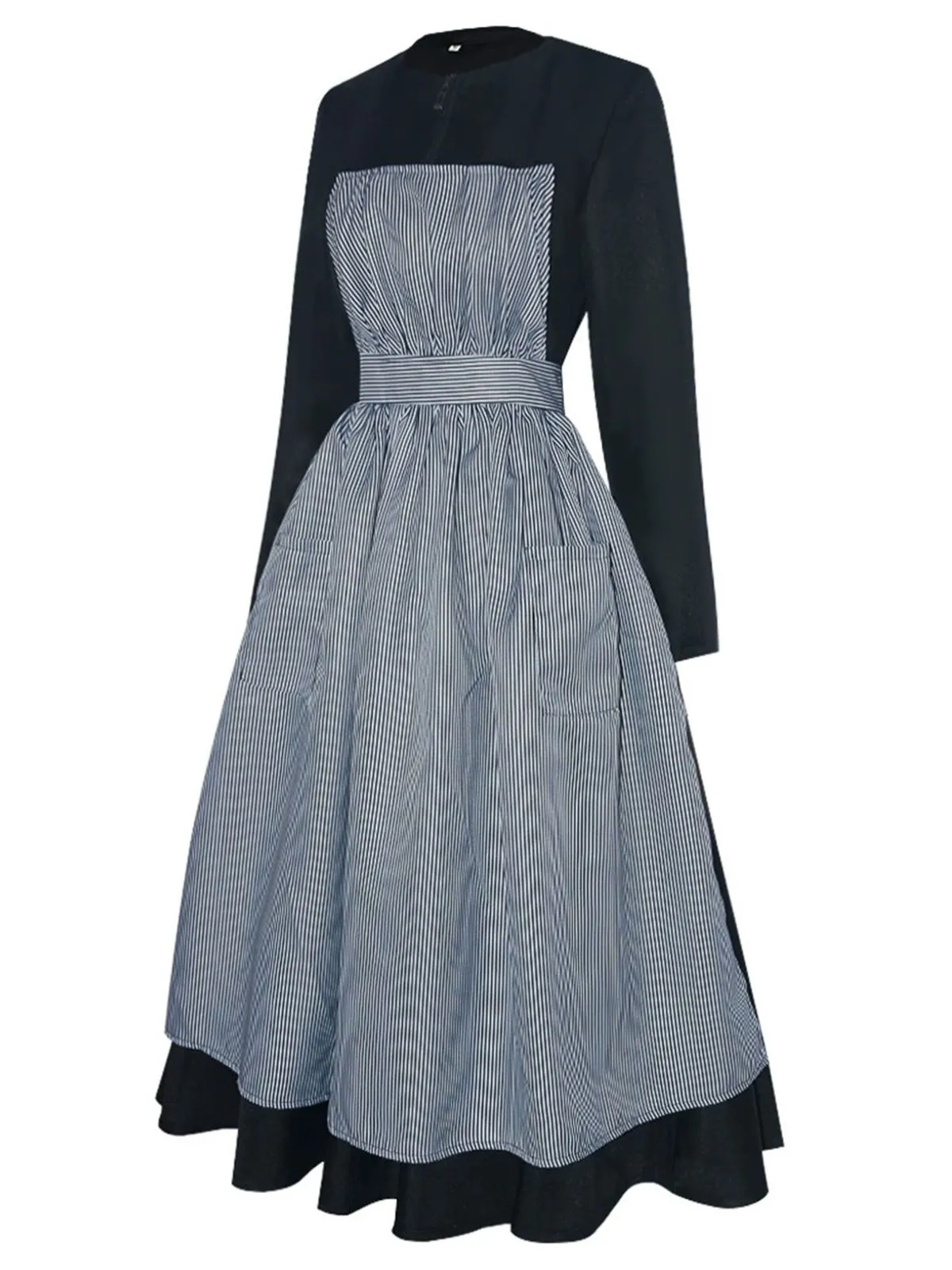 Black 1950s Sound Of Music Maria Striped Dress sold by Retro Stage product image thumbnail 2