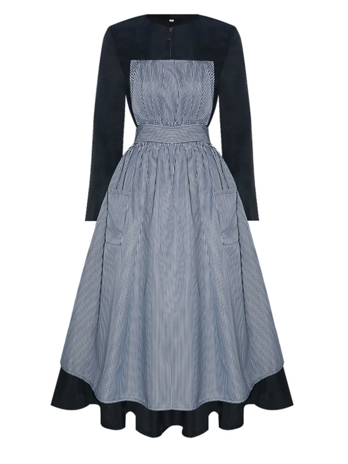 Black 1950s Sound Of Music Maria Striped Dress sold by Retro Stage
