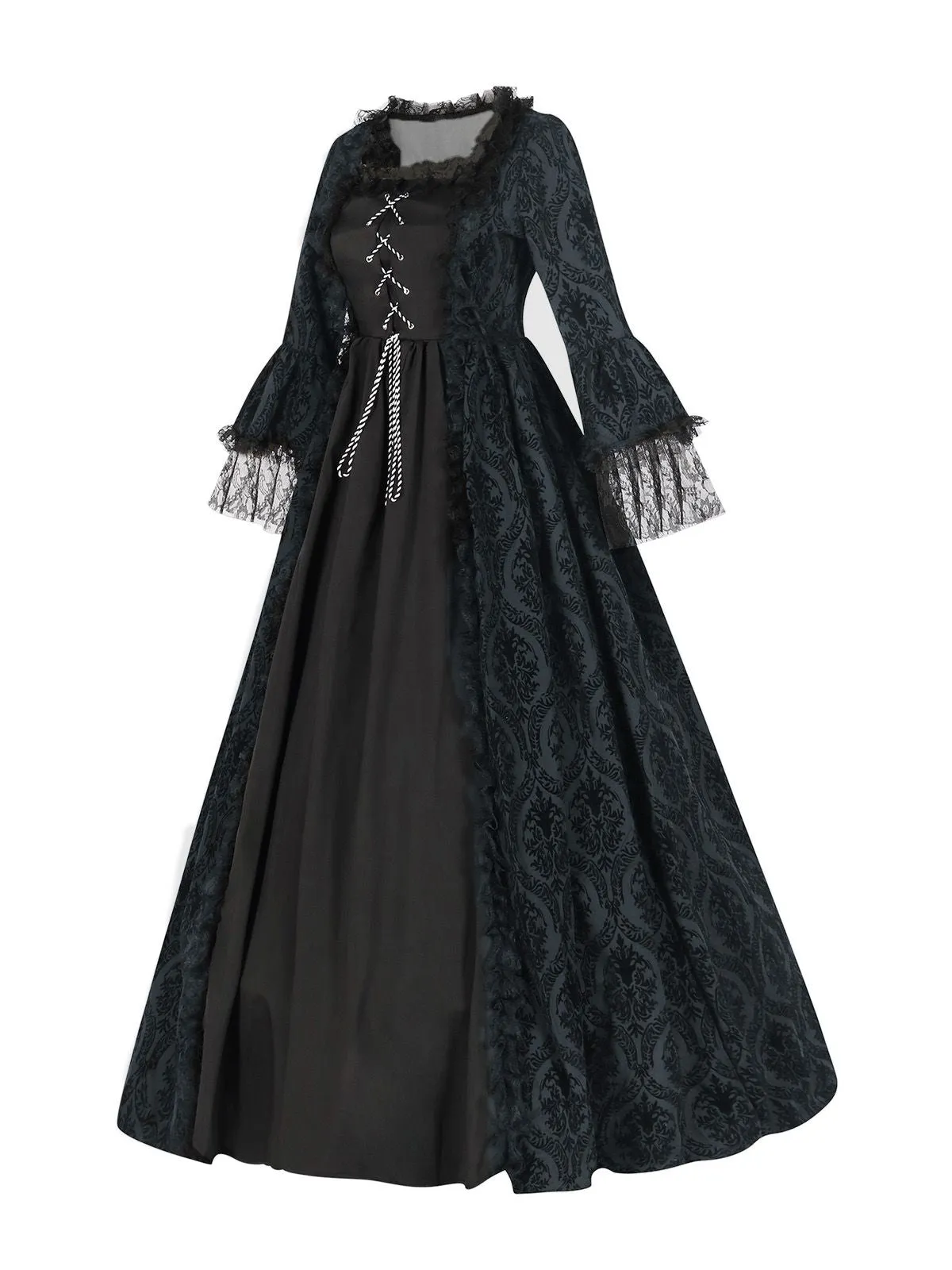 Black 1950s Gothic Victorian Lace Bell Sleeves Dress sold by Retro Stage product image thumbnail 2