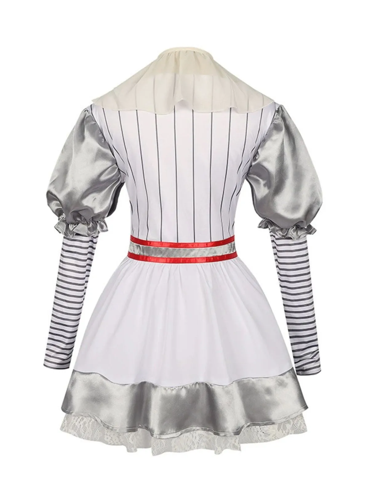 Silver 1960s Halloween IT Pennywise Striped Puff Sleeve Puffy Dress sold by Retro Stage product image thumbnail 3