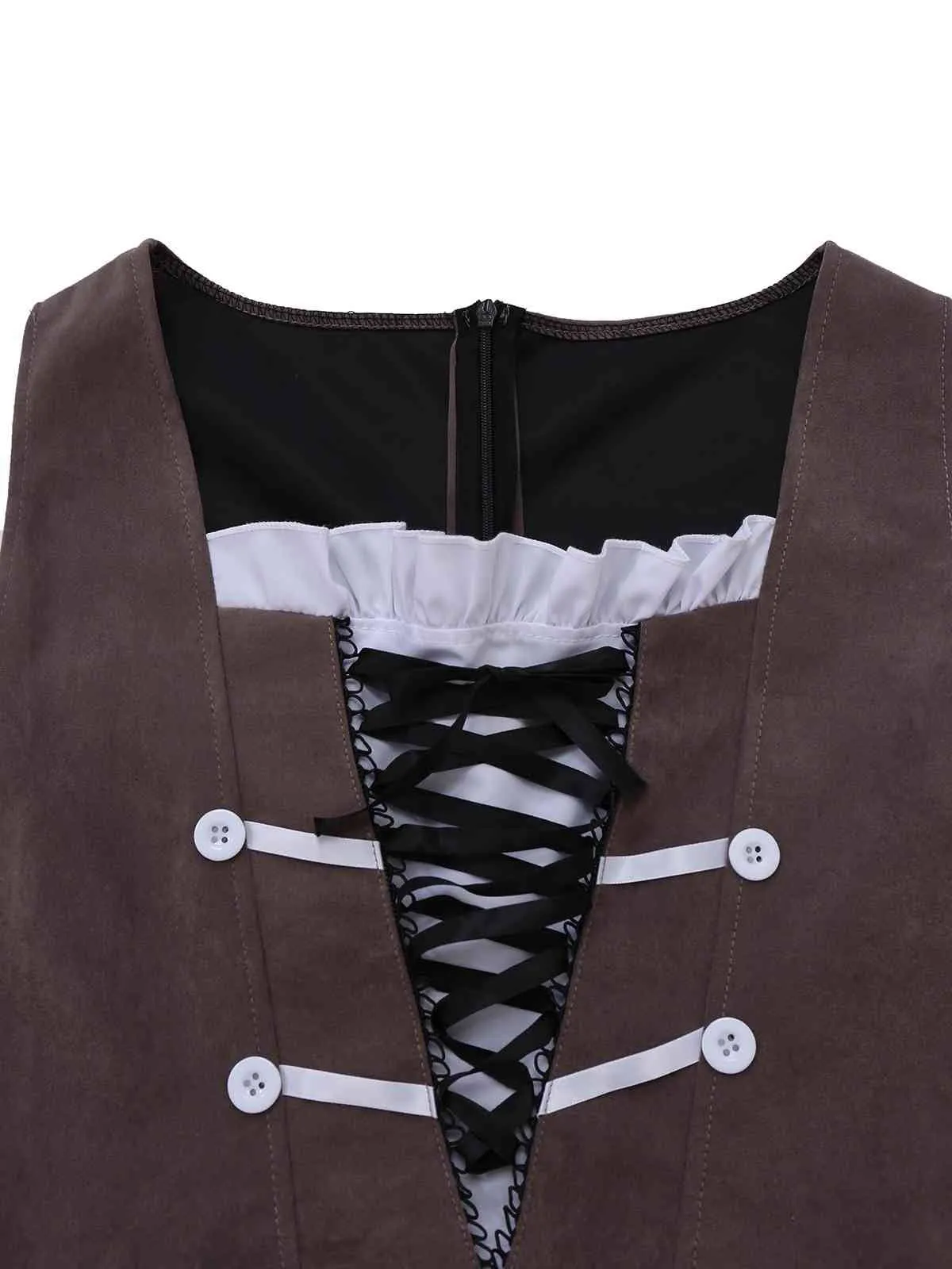 Brown 1960s Pirate Lace-Up Square-Neck Corset Dress sold by Retro Stage product image thumbnail 5