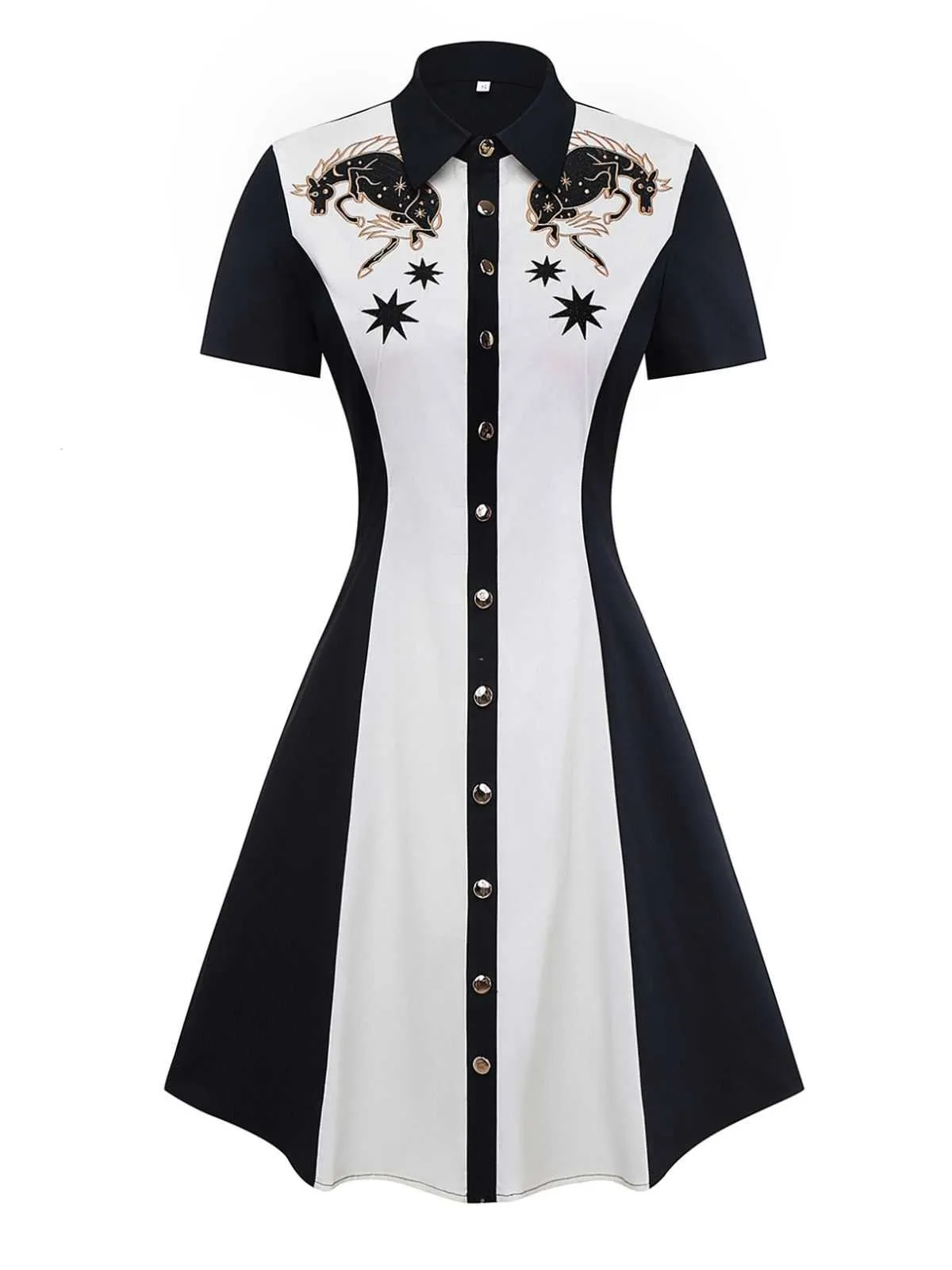 1950s Cotton Western-Inspired Embroidered Horse&Star Dress sold by Retro Stage product image thumbnail 2