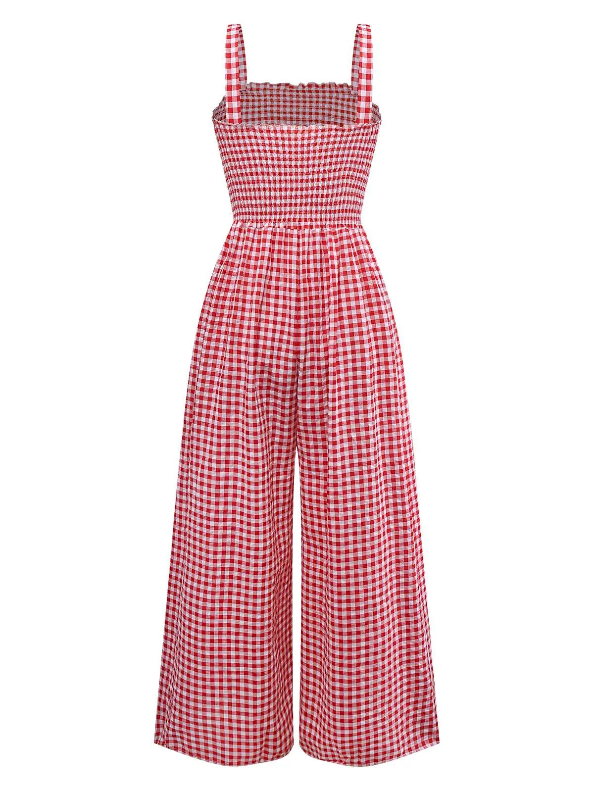 1950s Gingham Plaid Smocked Strap Jumpsuit sold by Retro Stage product image thumbnail 2