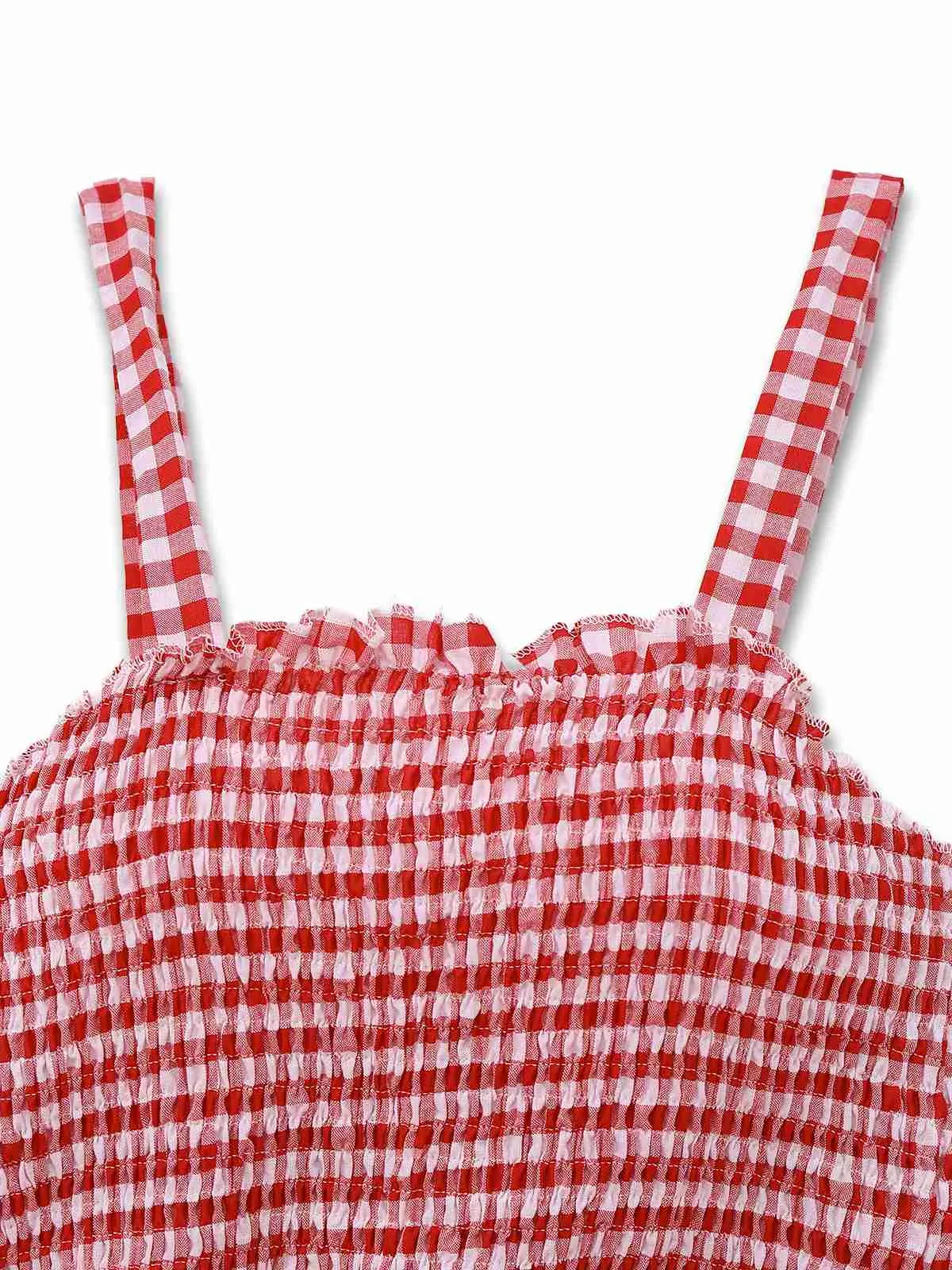 1950s Gingham Plaid Smocked Strap Jumpsuit sold by Retro Stage product image thumbnail 3