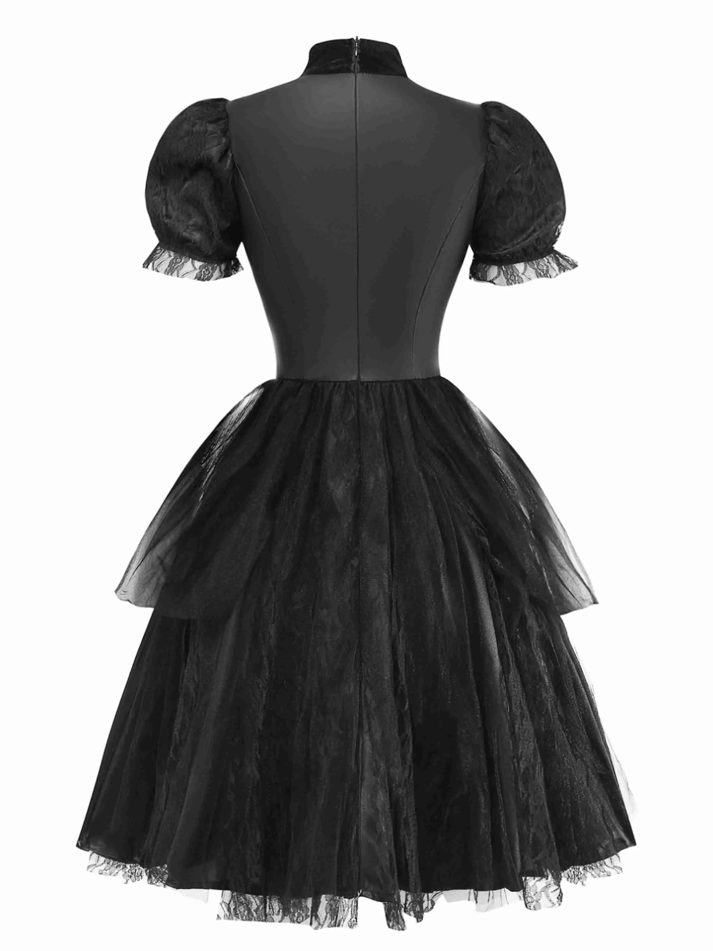 Black 1950s Evil Vampire Puff Sleeve Mesh Dress sold by Retro Stage product image thumbnail 2