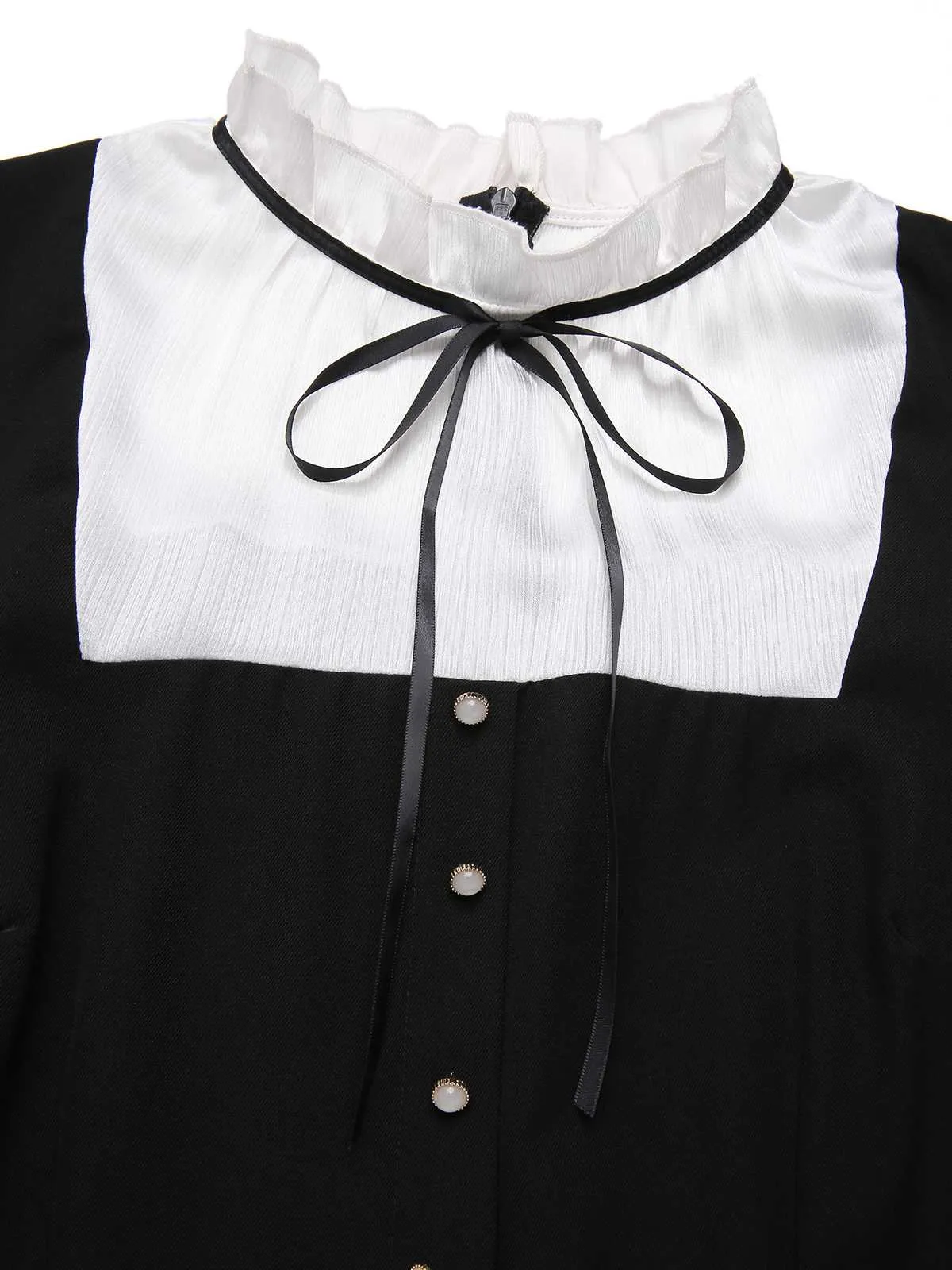 Black&White 1930s Bow Ruffled Collar Jumpsuit sold by Retro Stage product image thumbnail 5