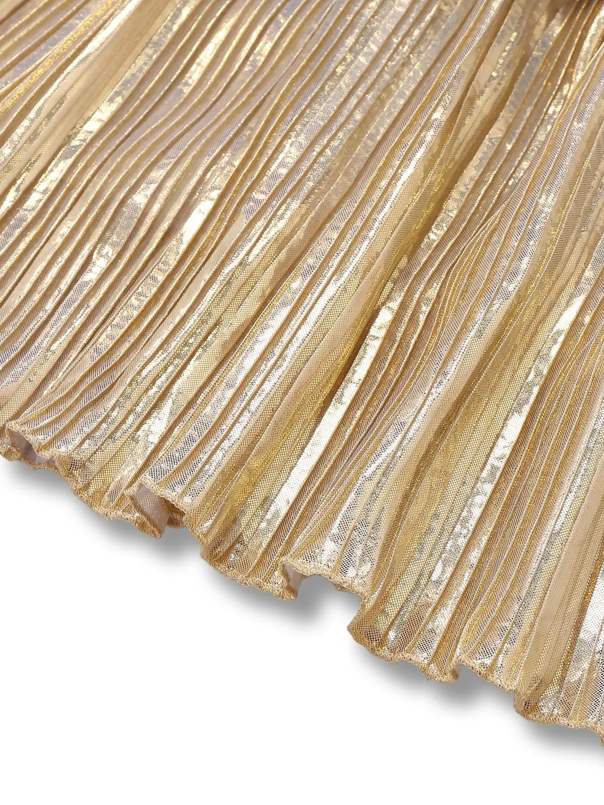 Gold 1930s Metallic Tiered Spaghetti Strap Dress sold by Retro Stage product image thumbnail 4