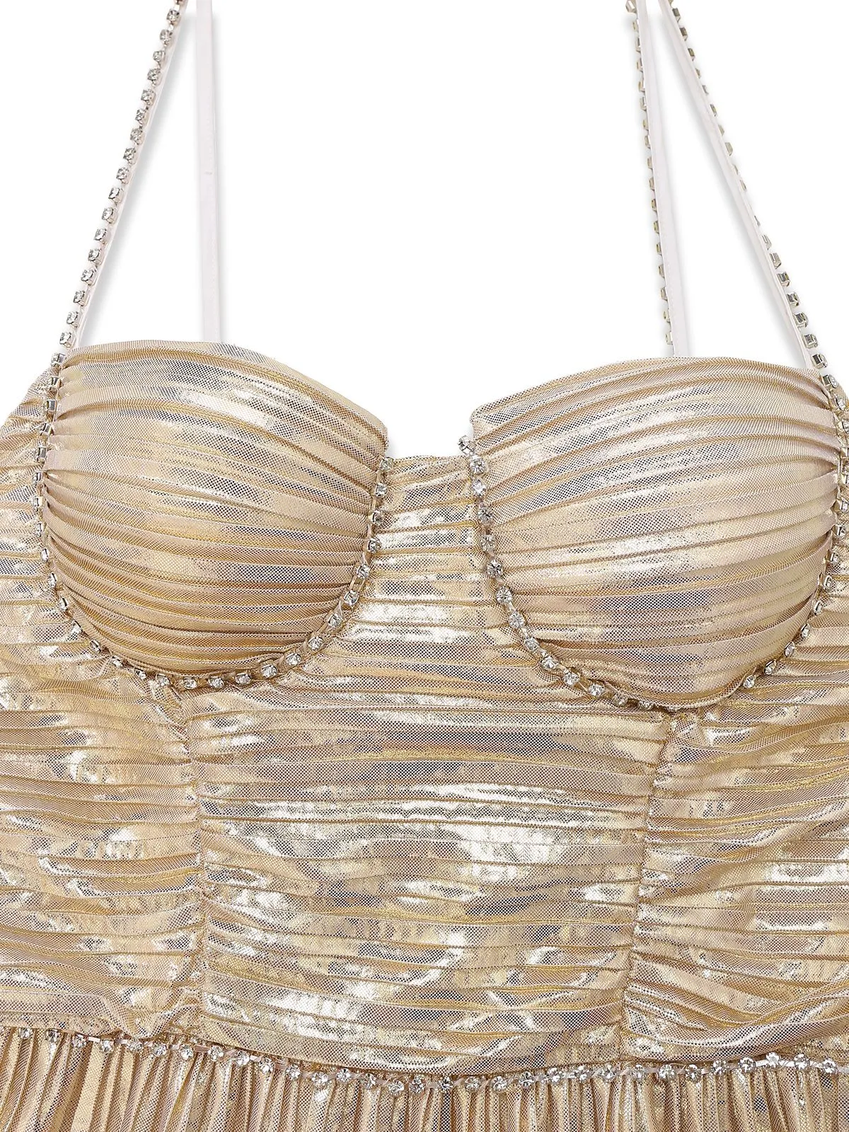 Gold 1930s Metallic Tiered Spaghetti Strap Dress sold by Retro Stage product image thumbnail 3