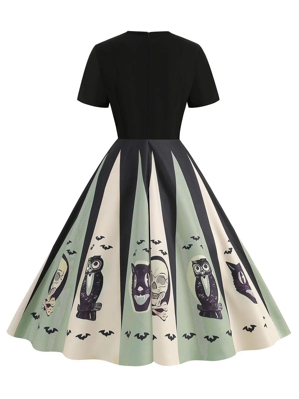 1950s Halloween Spider Web Print Patchwork Dress sold by Retro Stage product image thumbnail 3