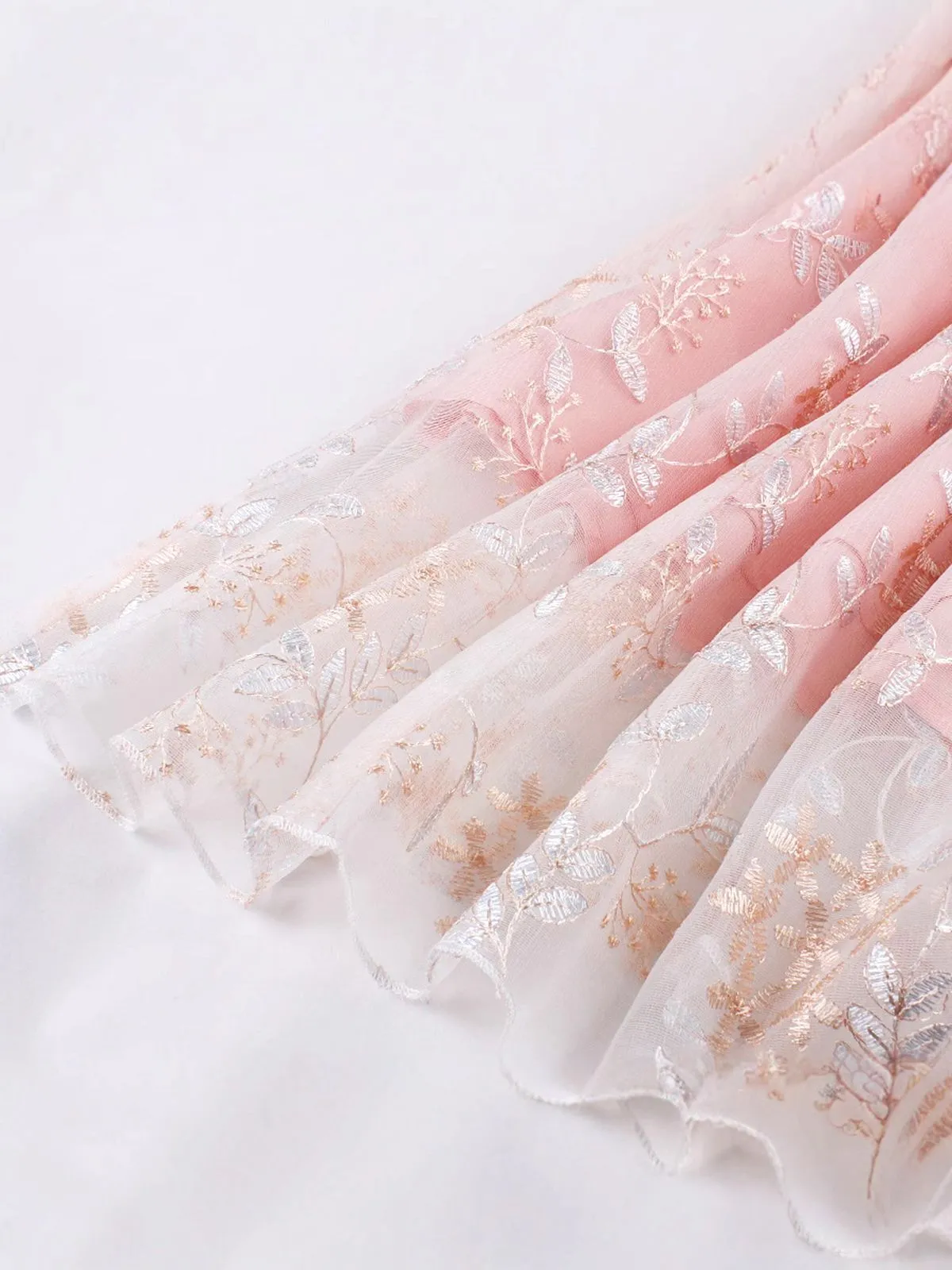 Pink 1950s Lace-Up Straps Floral Mesh Dress sold by Retro Stage product image thumbnail 3