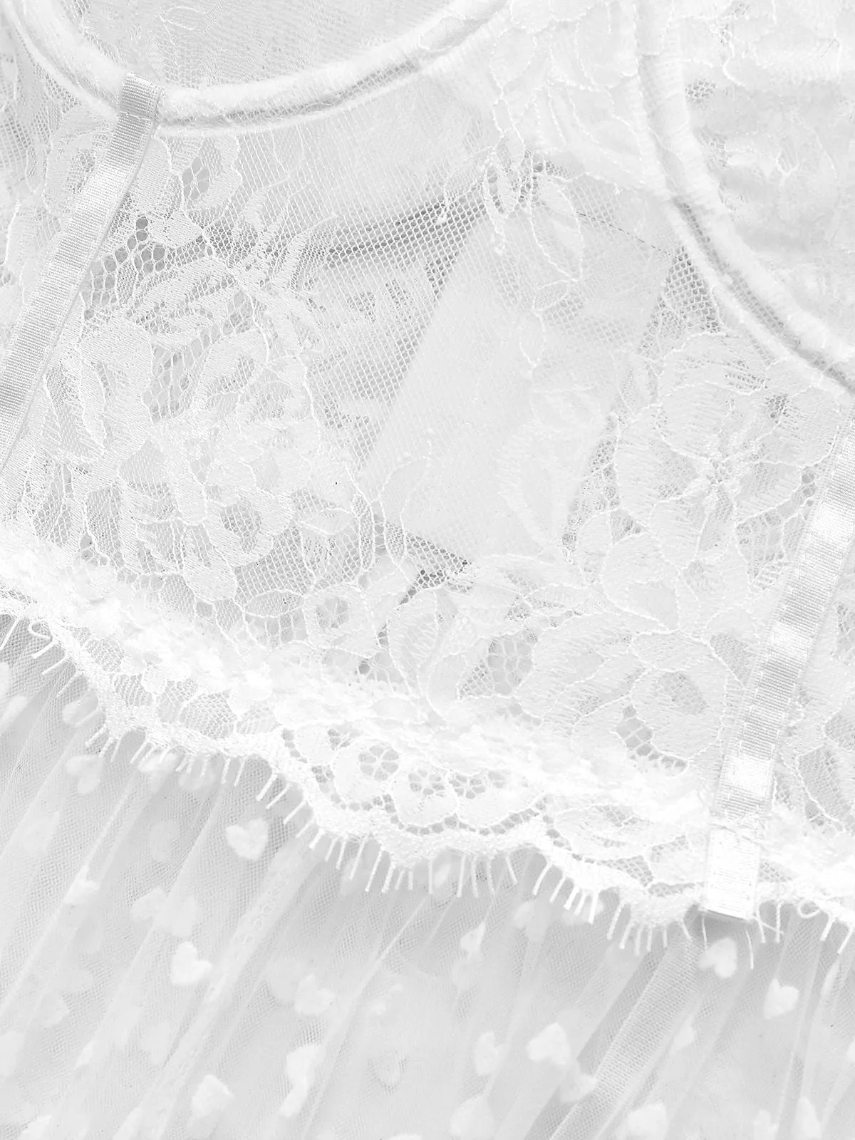 White 1950s Polka Dot Sheer Pajama Set sold by Retro Stage product image thumbnail 4