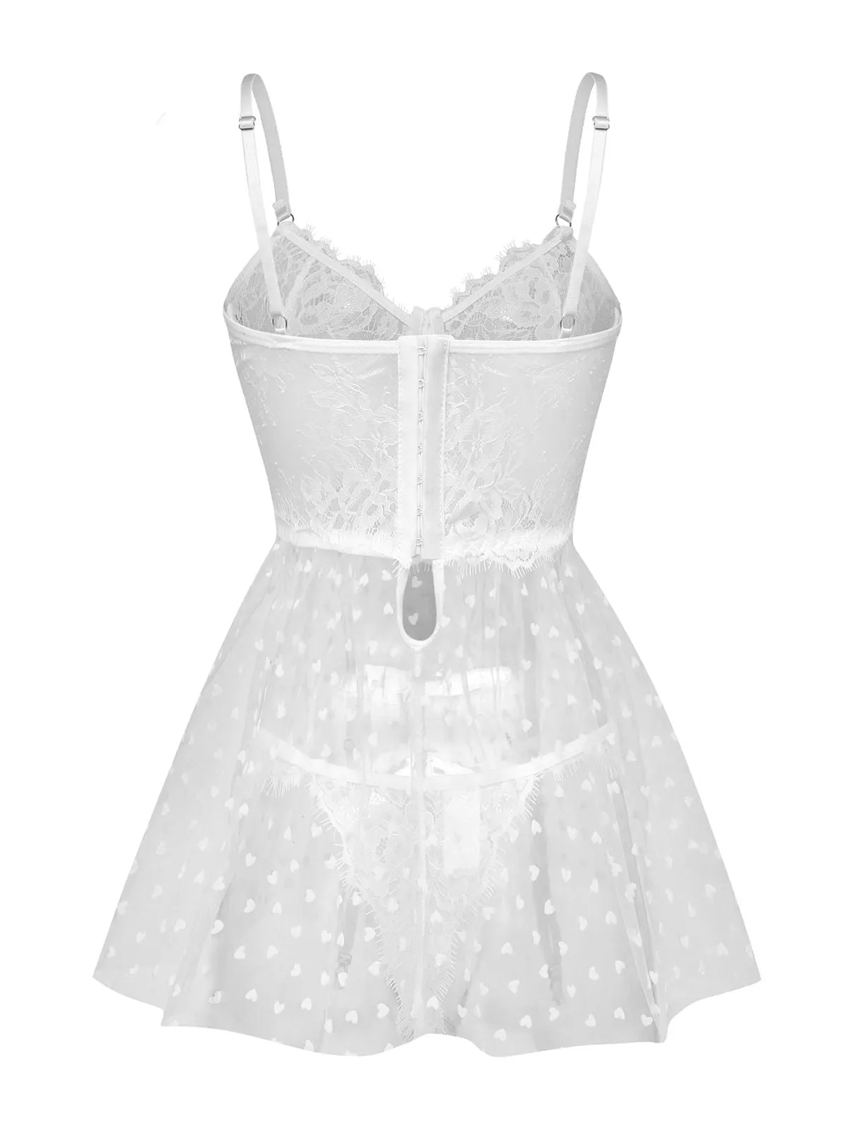 White 1950s Polka Dot Sheer Pajama Set sold by Retro Stage product image thumbnail 2