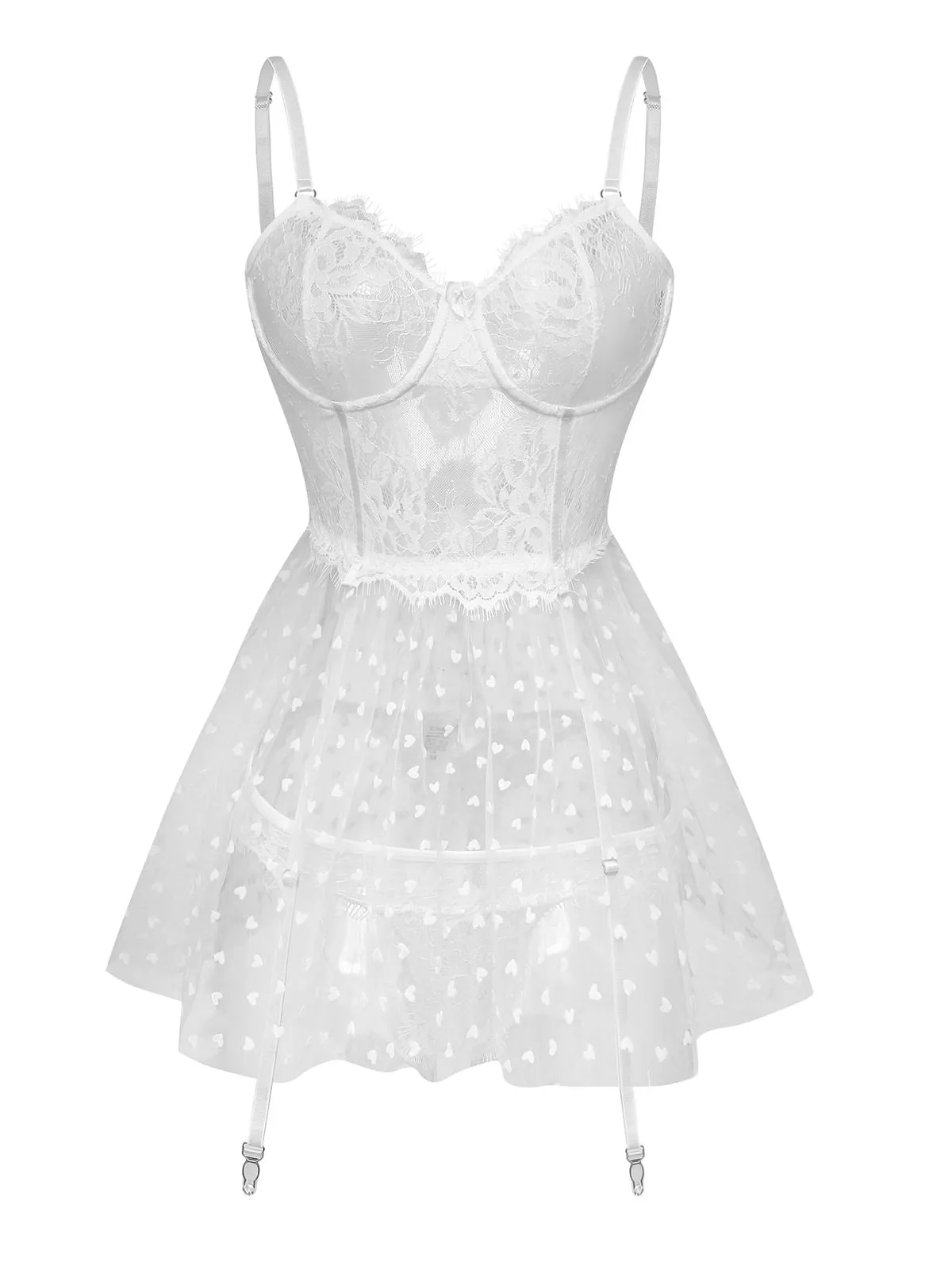 White 1950s Polka Dot Sheer Pajama Set sold by Retro Stage