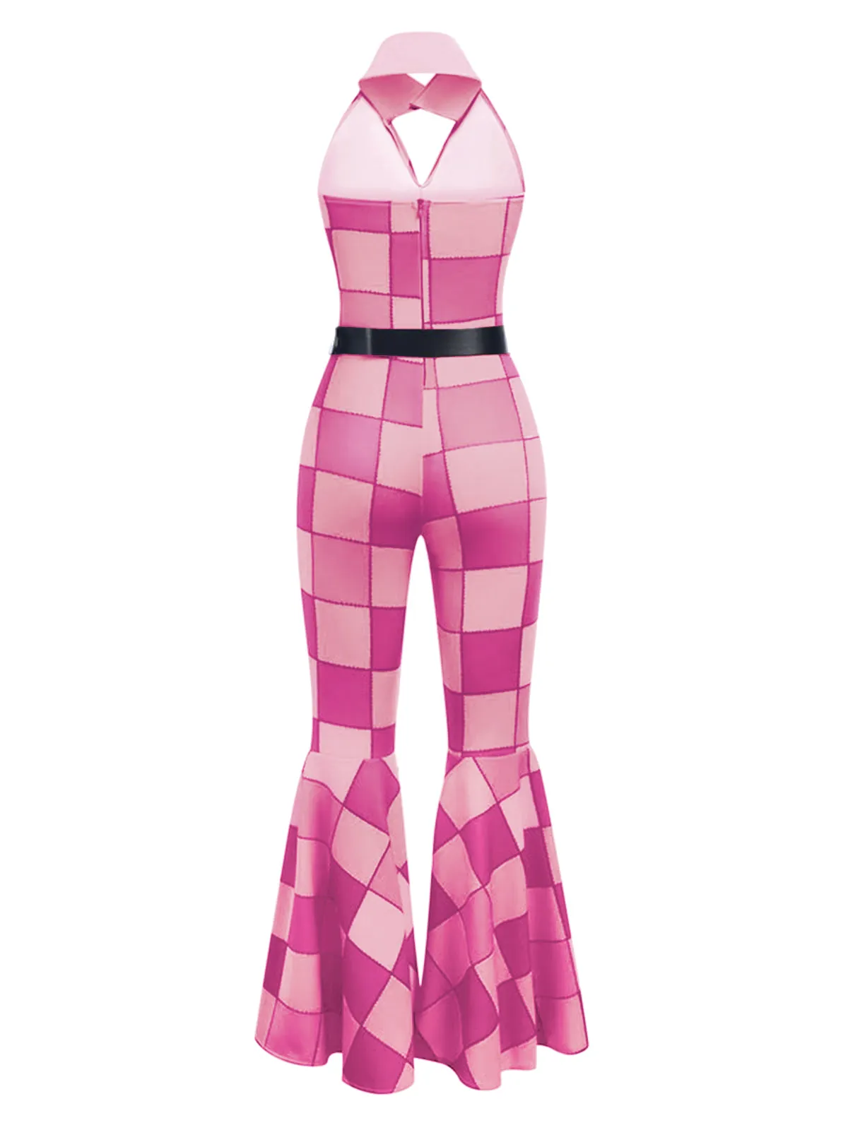 Pink 1970s Geometric Pattern Patchwork Halter Jumpsuit sold by Retro Stage product image thumbnail 2