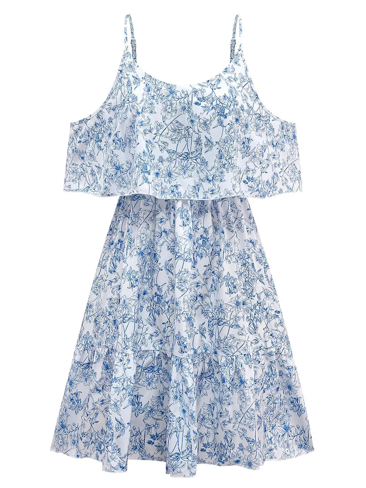 1950s Floral Cold Shoulder Ruffle Dress sold by Retro Stage product image thumbnail 3