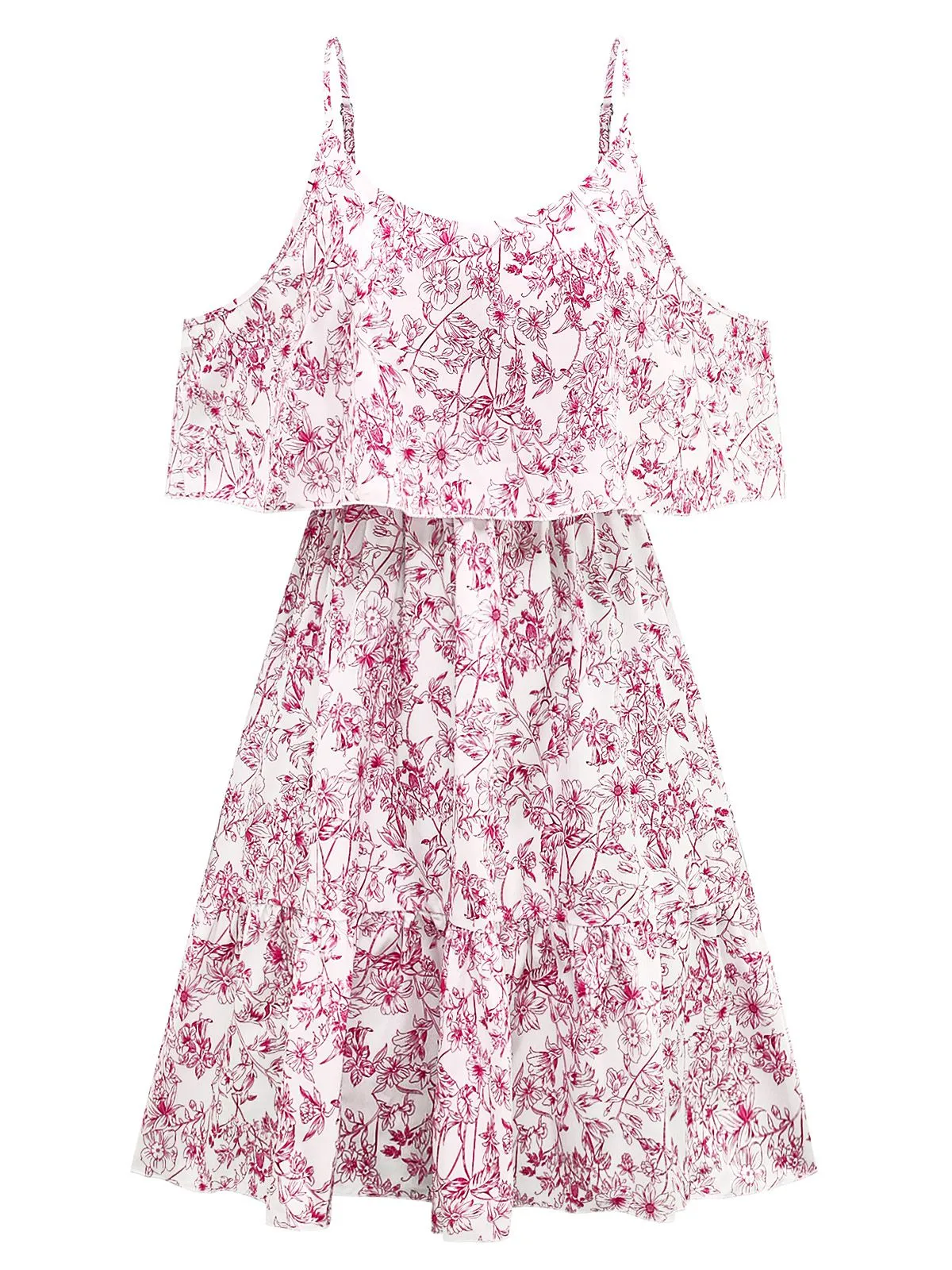 1950s Floral Cold Shoulder Ruffle Dress sold by Retro Stage