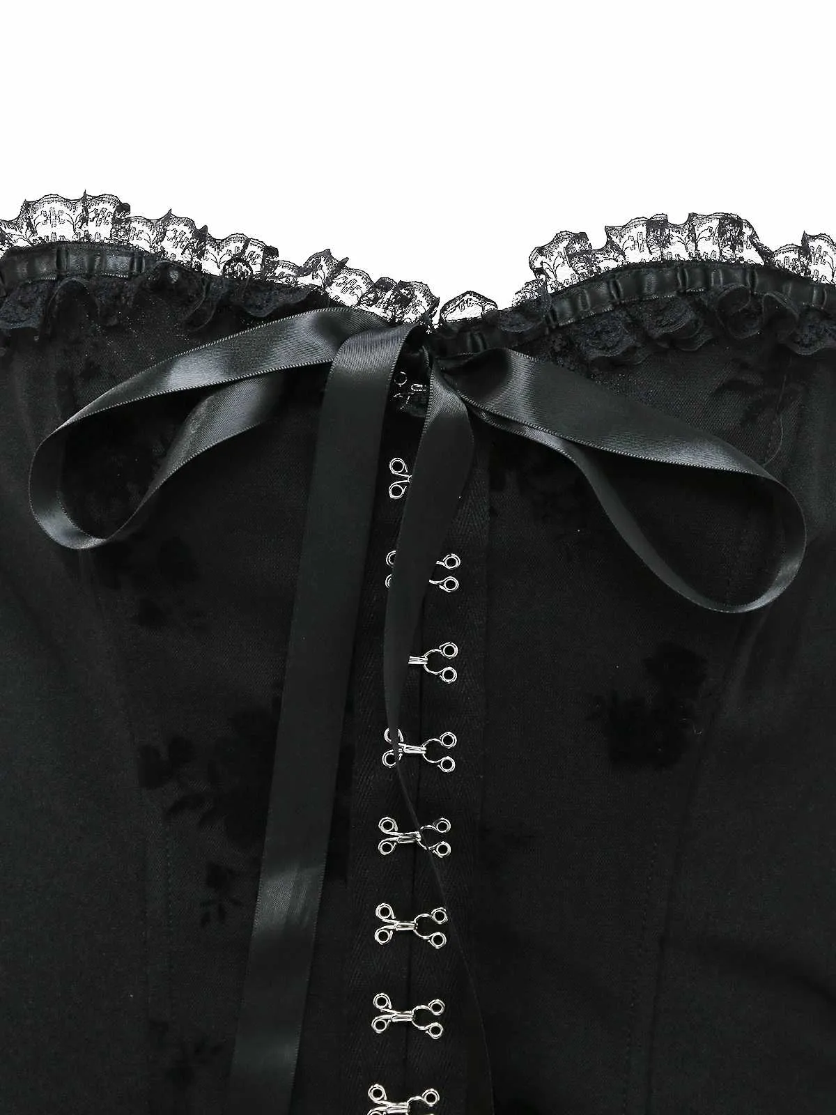 1970s Gothic Strapless Dark Bride Mesh Corset Dress sold by Retro Stage product image thumbnail 4