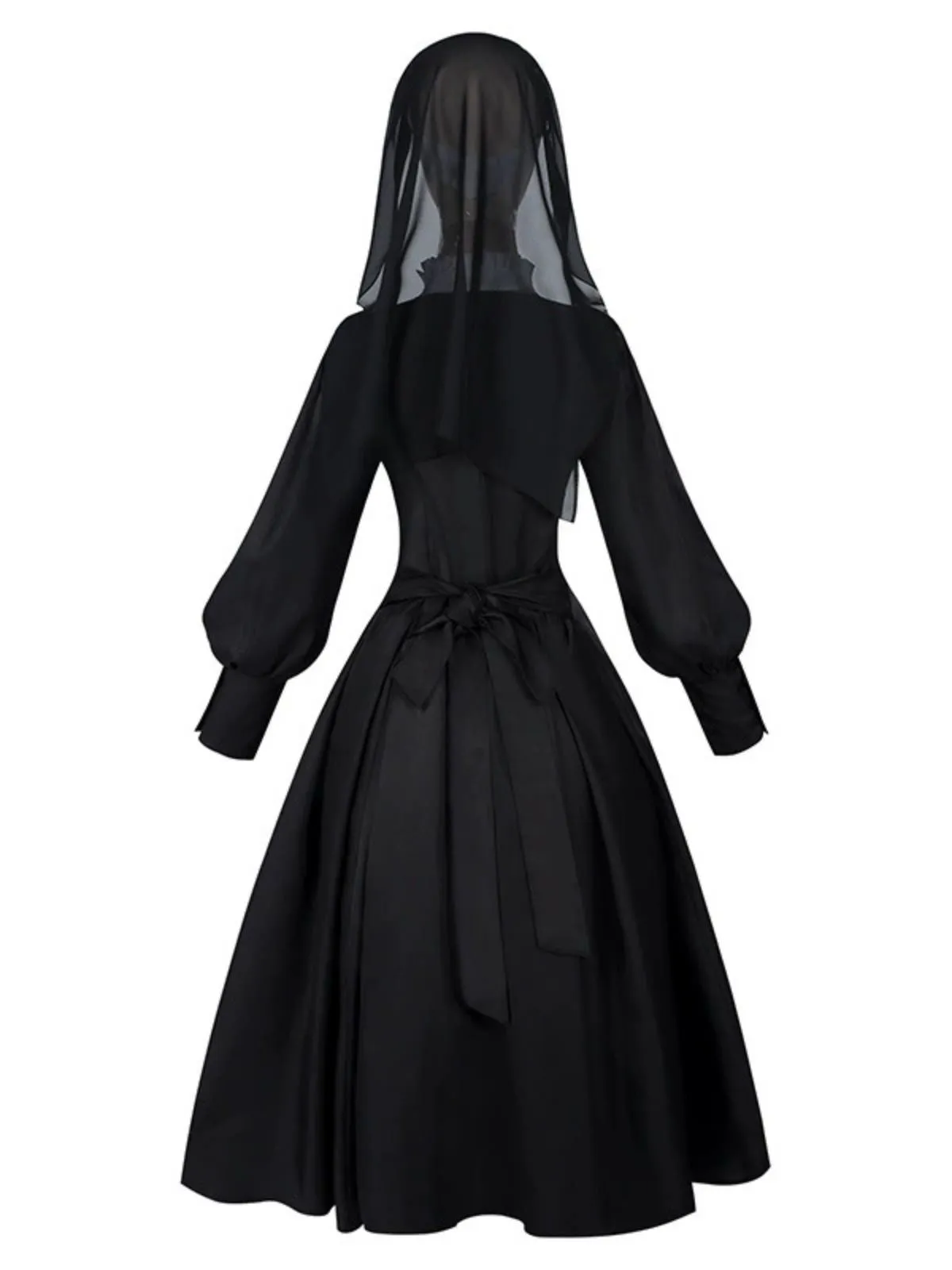 Black 1940s Nun-Style Cross Necklace Dress sold by Retro Stage product image thumbnail 2