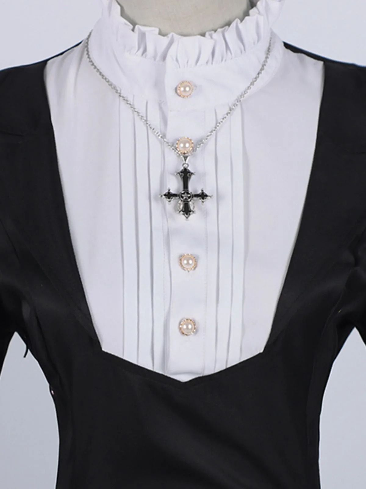 Black 1940s Nun-Style Cross Necklace Dress sold by Retro Stage product image thumbnail 5