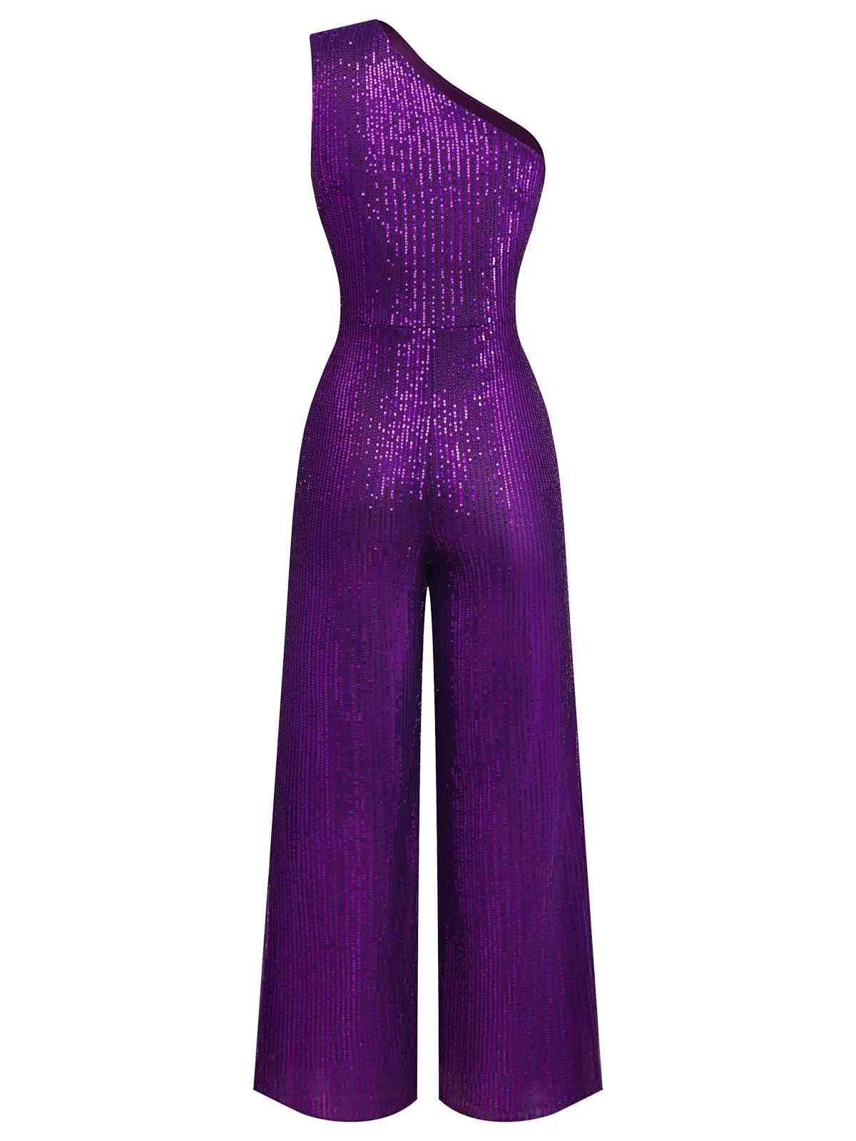 Purple 1970s Sequin One-Shoulder Jumpsuit sold by Retro Stage product image thumbnail 2