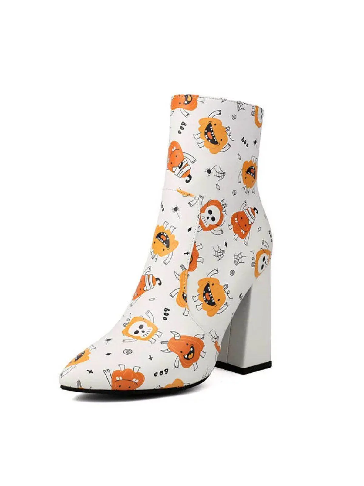 Halloween Cartoon Print Chunky Heel Ankle Boots sold by Retro Stage product image thumbnail 2