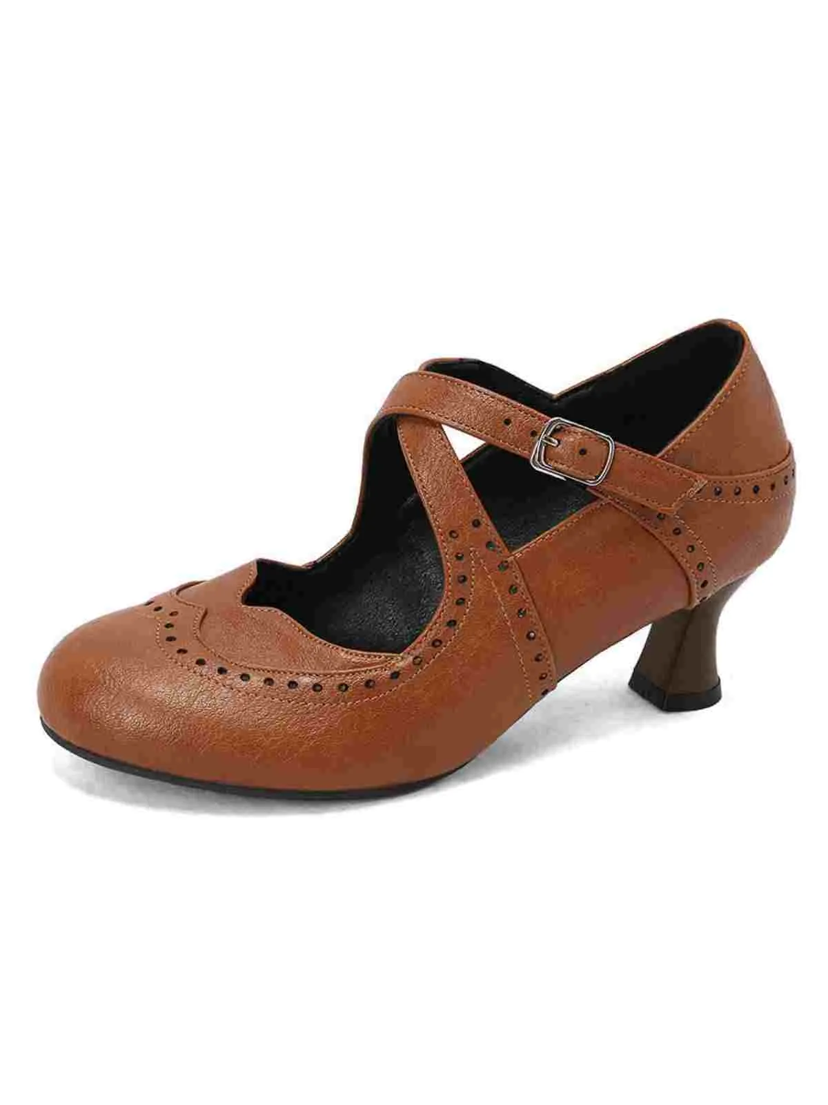Cross-Strap Perforated Mary Jane Heels sold by Retro Stage product image thumbnail 2