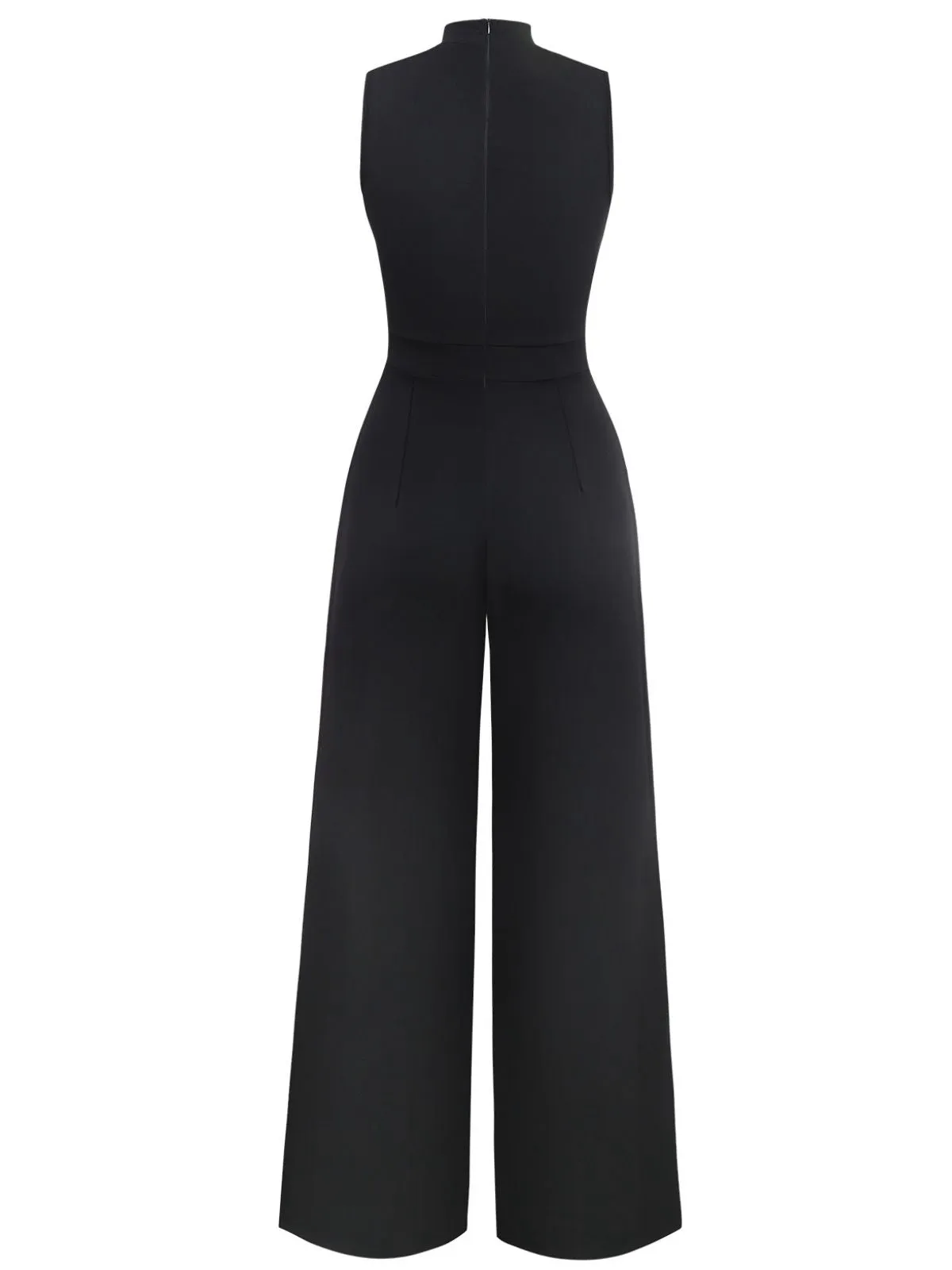 Black 1930s Sleeveless Chain Drawstring Half-Turtleneck Jumpsuit sold by Retro Stage product image thumbnail 2