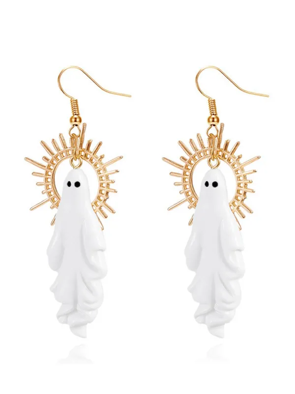 Halloween Ghost Sunburst Drop Earrings sold by Retro Stage