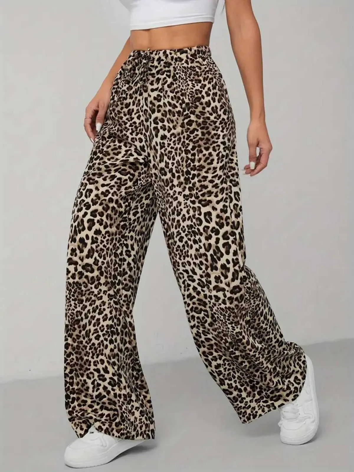 1970s Leopard Wide-Leg Drawstring Pants sold by Retro Stage product image thumbnail 2
