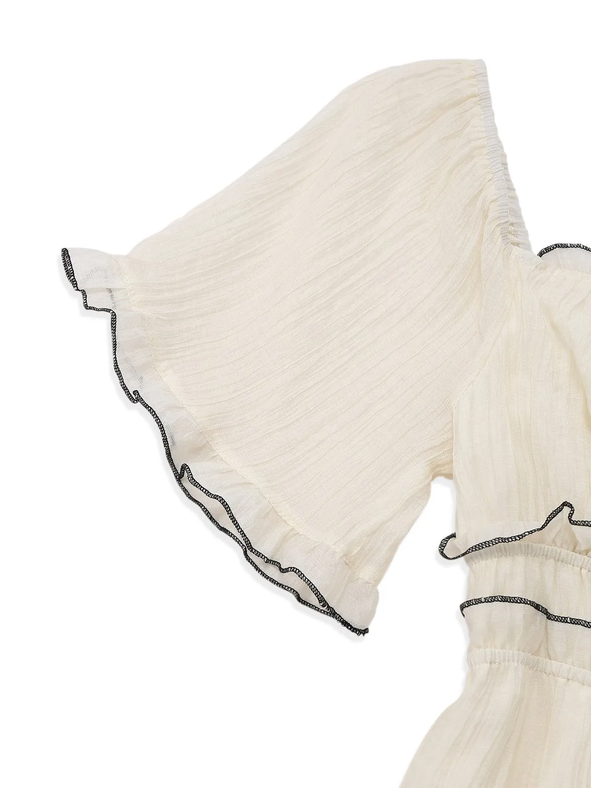 Apricot 1930s Square Neck Textured Binding Dress sold by Retro Stage product image thumbnail 4