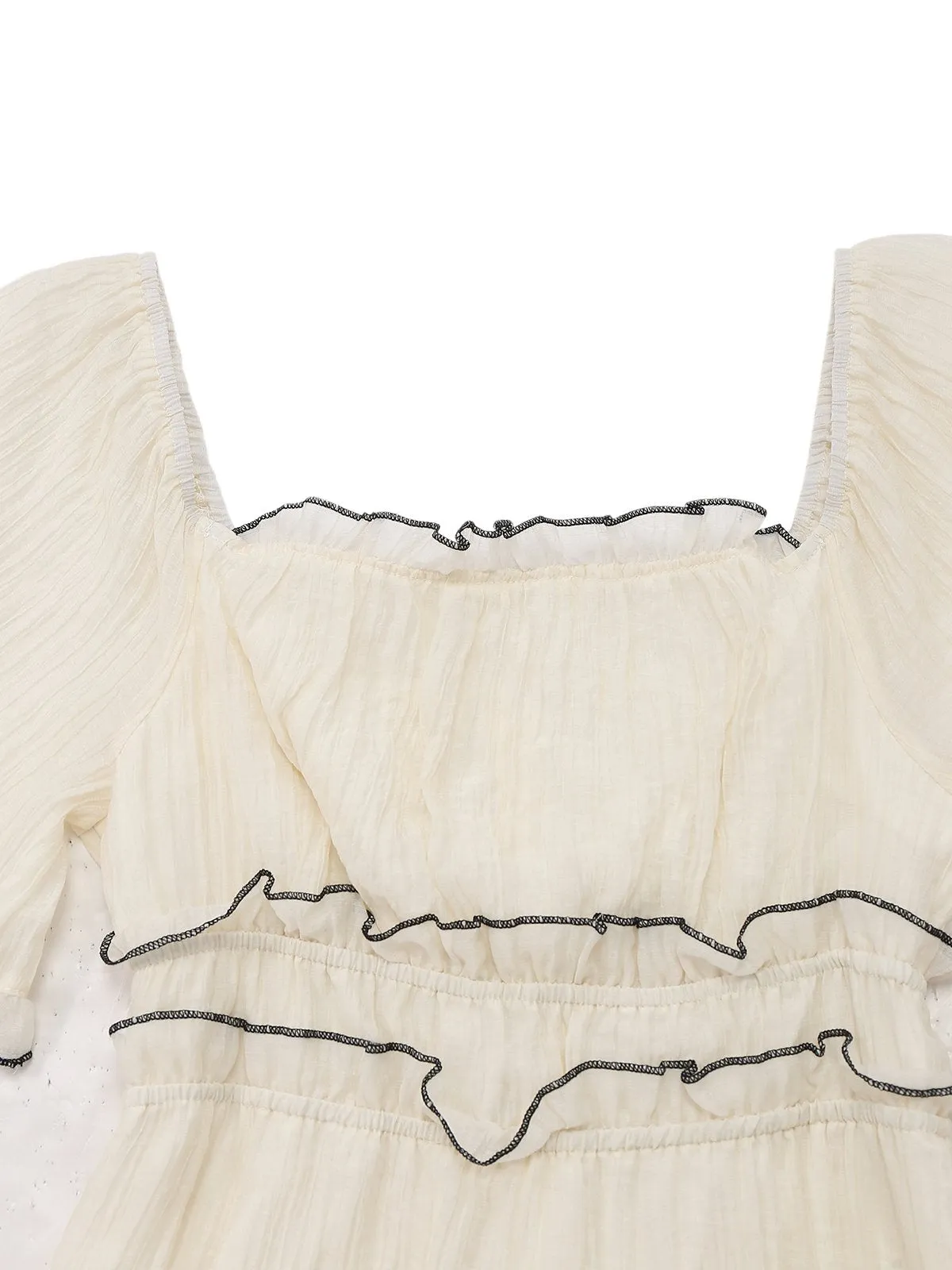 Apricot 1930s Square Neck Textured Binding Dress sold by Retro Stage product image thumbnail 3