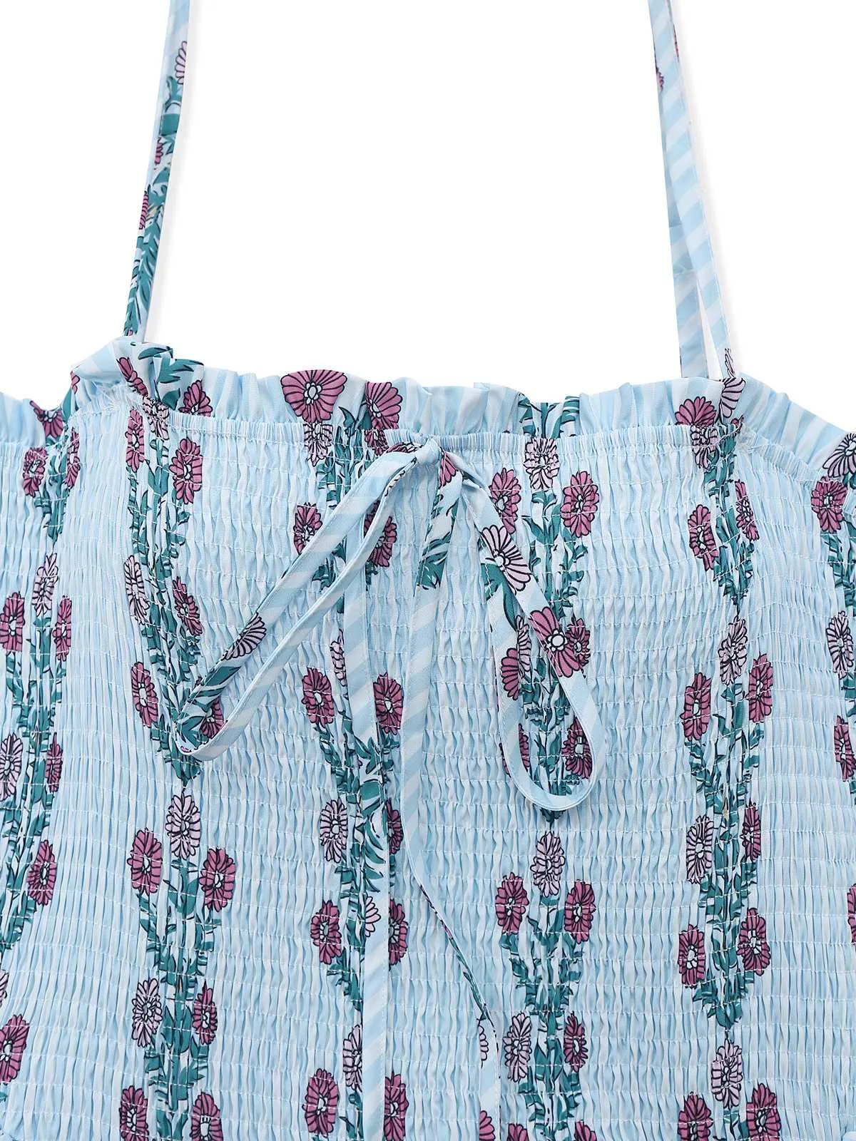 1940s Daisy Mesh Patchwork Smocked Dress sold by Retro Stage product image thumbnail 3