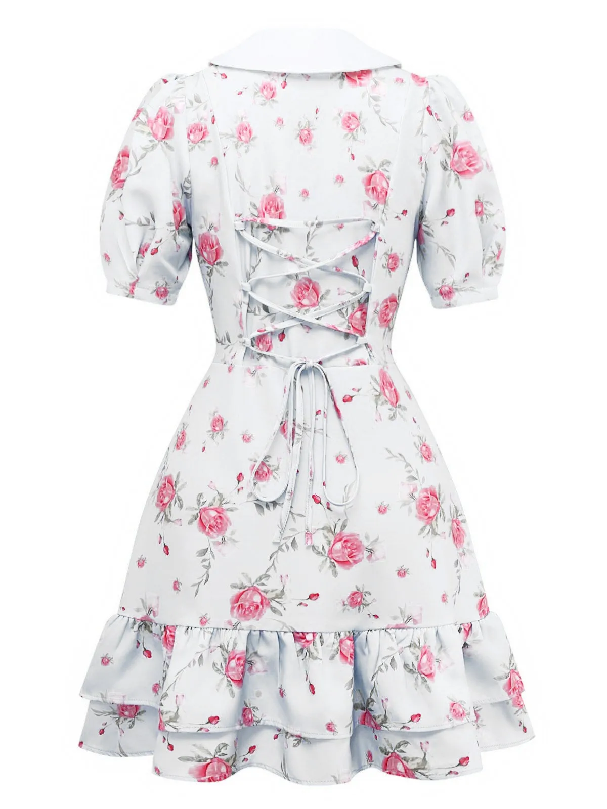 1960s Rose Puff Sleeve Chelsea Collar Mini Dress sold by Retro Stage product image thumbnail 2