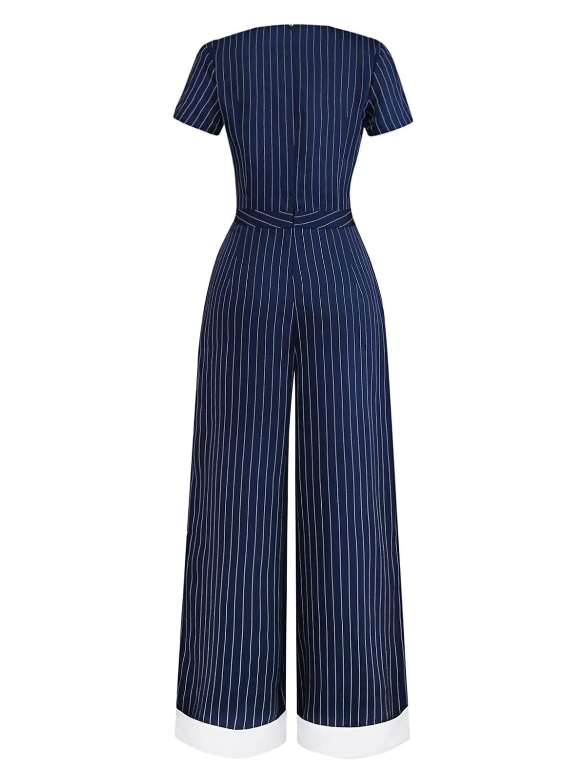 1930s Blue Striped Lapel Jumpsuit sold by Retro Stage product image thumbnail 4