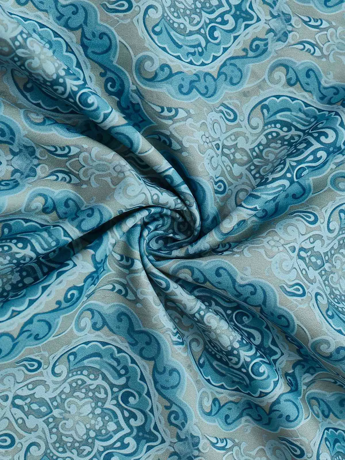 2PCS Blue 1950s Flannelette Floral Dress & Satin Apron sold by Retro Stage product image thumbnail 5