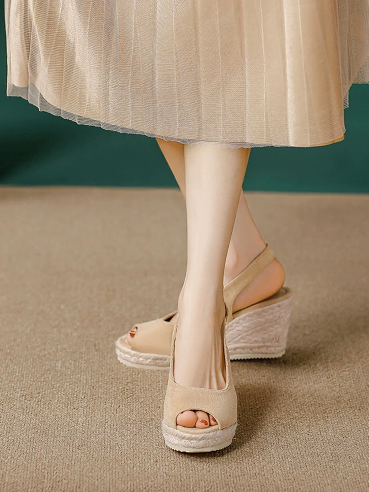 Vintage Peep Toe Slingback Wedge Sandals sold by Retro Stage product image thumbnail 4