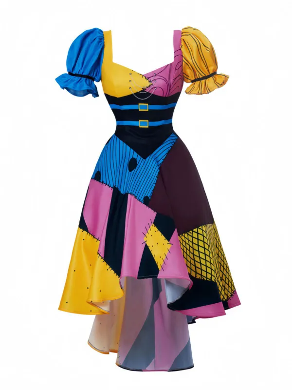 Multicolor 1950s Sweetheart Neck Patchwork Sally Dress sold by Retro Stage
