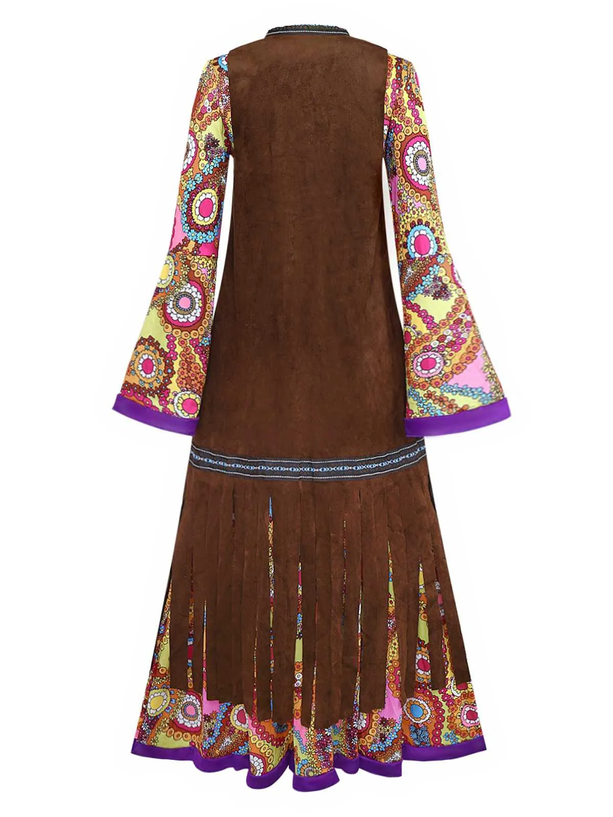 2PCS 1970s Fringe Vest & Psychedelic Hippie Costume Dress sold by Retro Stage product image thumbnail 2